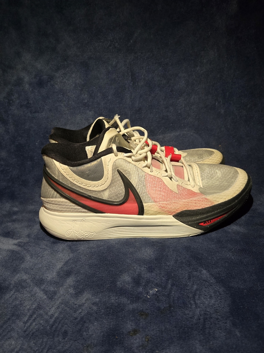Nike Kyrie 8 "University Red" basketball sneakers with gray, red, and black colo